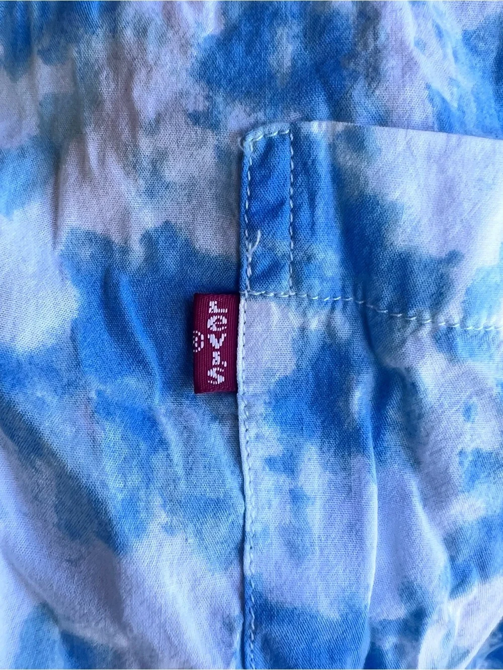 Levi's Blue and White Tie-dye Relaxed Fit Short Sleeve Button Down Shirt XL